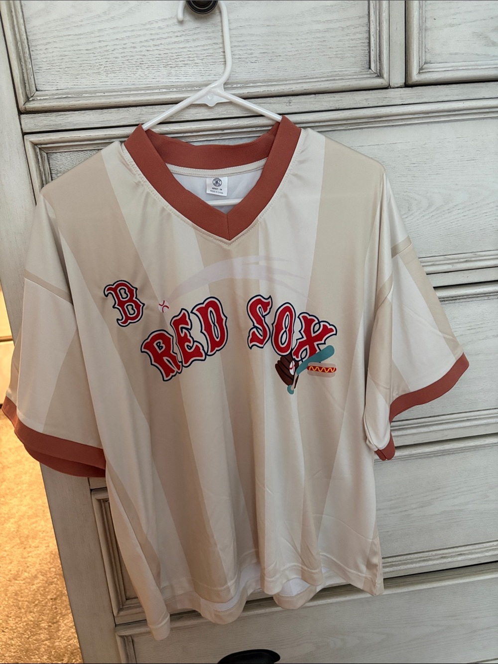 Women’s Beige Red Sox Graphic Short-Sleeve Jersey